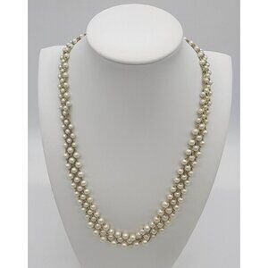 Vintage Faux Pearl‎ Gold Tone Necklace